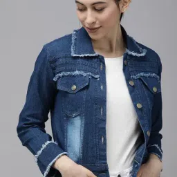 VOXATI Blue Regular Fit Denim Jacket-image-25