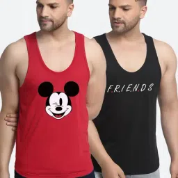Friskers Multi Cotton Slim Fit Printed Vest - Pack of 2-picture-25