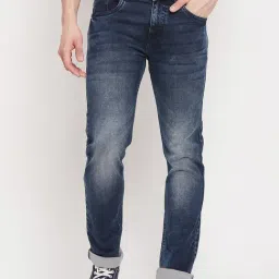 Duke Dark Blue Slim Fit Lightly Washed Jeans-image-58