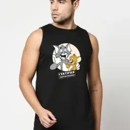 Bewakoof Black Cotton Regular Fit Printed Vest-picture-33