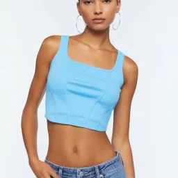 Forever 21 Blue Cotton Regular Fit Tank Top-image-23