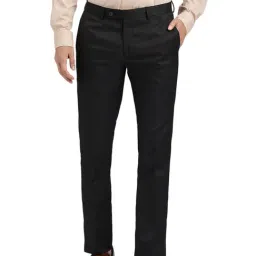 Arrow Black Regular Fit Trousers-picture-38