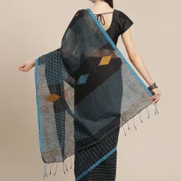Kalakari India Black Woven Saree With Unstitched Blouse image 2