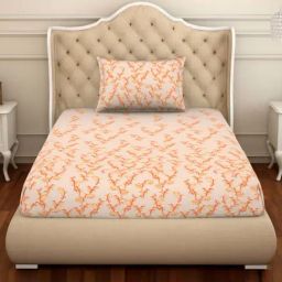 Spaces Exotic Orange Cotton  Single Size Bedsheet With Pillow Cover-picture-27