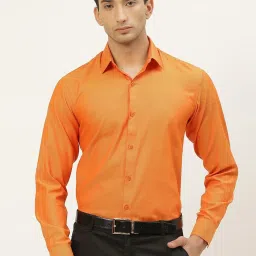 Sojanya Orange Cotton Regular Fit Self Pattern Shirt image 1