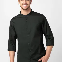 Spykar Bottle Green Cotton Slim Fit Shirt image 1