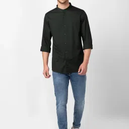Spykar Bottle Green Cotton Slim Fit Shirt image 5
