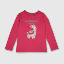 United Colors of Benetton Kids Pink Cotton Patch Work T-Shirt image 1
