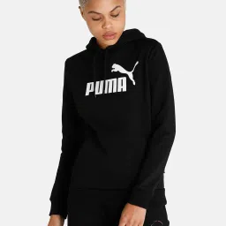 Puma Essentials Black Graphic Print Hoodie image 1