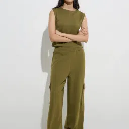 LOV by Westside Olive Cargo-Style Mid-Rise Cotton-Blend Track Pants image 3