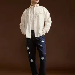 The Bear House Blue Cotton Relaxed Fit Distressed Jeans image 4