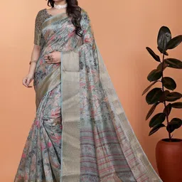 Demure Clothing Co Floral Silk Blend Saree-picture-11
