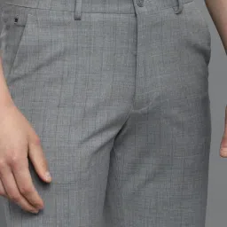 Louis Philippe Permapress Grey Slim Fit Checks Trousers image 4