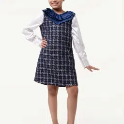 One Friday Kids Blue Textured Regular Fit Dress-picture-12