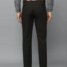 Louis Philippe Black Cotton Slim Fit Checks Trousers image 2