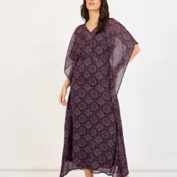 Styli Purple Ethnic Motifs Kaftan Dress image 3