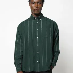 GAP Green Cotton Regular Fit Stripes Shirt-image-60