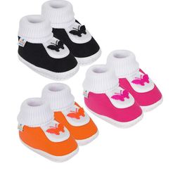 Neska Moda 0 To 12 Months Baby Boys & Baby Girls Set of 3 Pair Soft Cotton Butterfly Booties (Toe to Heel Length - 12 cm, Black, Pink, Orange)-picture-10