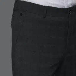 Louis Philippe Black Slim Fit Checks Trousers image 4