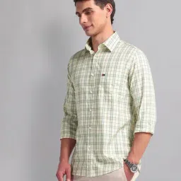 AD by Arvind Yellow Slim Fit Check Shirt image 3