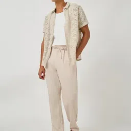 Styli Cream Cotton Regular Fit Texture Shirt image 5