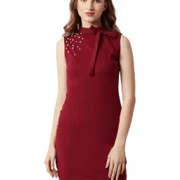 Miss Chase Maroon Above Knee Bodycon Dress image 1