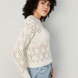 Fame Forever by Lifestyle White Self Pattern Sweater image 3