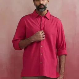 TrueBrowns Men's Pink Cotton Shirt-image-66