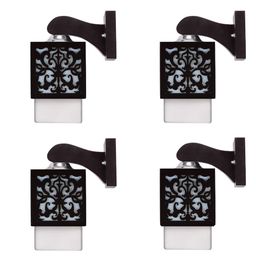 Gojeeva Black & White 4 Pieces Textured Square Shaped Wooden Wall Lamp-picture-10