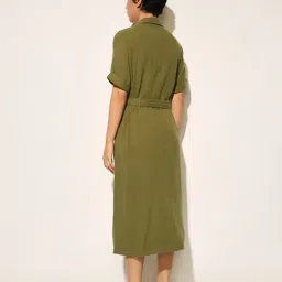 Only Olive Cotton Solid Shirt Dress image 2