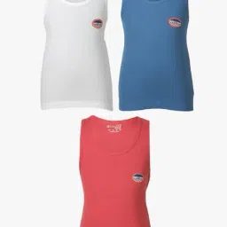 Bodycare Kids Off White, Blue & Pink Textured Vests (Pack of 3)-picture-19