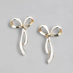 Forever New Gold Plated Enamelled Bow Shaped Contemporary Studs Earrings-image-64