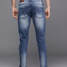 WROGN Men Blue Straight Fit Mildly Distressed Heavy Fade Stretchable Jeans image 4