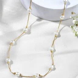 Jewels Nest Stainless Steel Gold-Plated Pearls Beaded Link Chain Minimal Chain-picture-30