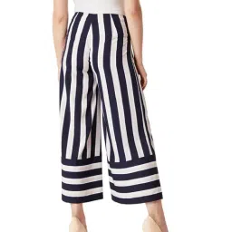 Miss Chase Navy & Beige Striped Pants image 2