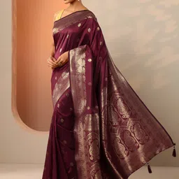 Libas Woven Design ethinc motif Zari Banarasi Saree image 1