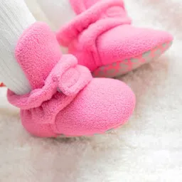 NESKA MODA Kids Cotton Fur Solid Velcro Booties-picture-45