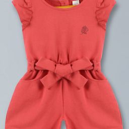 Plum Tree Short Sleeves Solid Waist Tie Up Jumpsuit - Red-picture-41