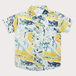 Superminis Rayon Half Sleeves Abstract Printed Shirt - Yellow-picture-33