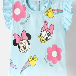 kookie kids india disney Kookie Kids Disney Single Jersey Knit Frill Sleeves Minnie Mouse Printed T-Shirt - Light Blue-picture-33
