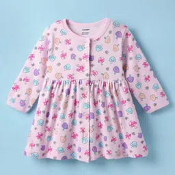 CUCUMBER Interlock Knit Full Sleeves Mushroom Print Frock - Pink-picture-14