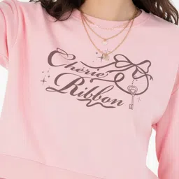 glitchez Typography Printed Boxy Crop Sweatshirt image 3