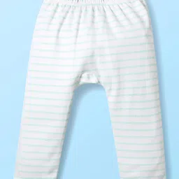 kookie kids india Kookie Kids Interlock Knit Full Length Striped & Tree Printed DIaper Leggings Pack of 3 - White Light Blue & Yellow image 2
