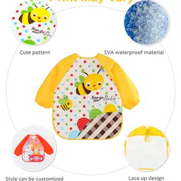 Sparkle Joy Full Sleeves Washable PVC Waterproof Printed Apron/Bibs - Multicolor image 2