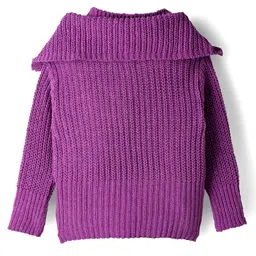 arias by lara dutta Arias Knitted Full Sleeves Solid Pullover Sweater With Mock T-Shirt - Purple image 2