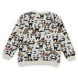 ALAN JONES Cotton Blend Knit Full Sleeves Panda Printed Winter Sweatshirt & Coordinating Joggers Set - Off White image 3