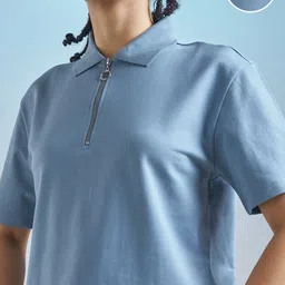 Street By Tokyo Talkies Women Relaxed Fit Shirt Collar Cotton Top image 3