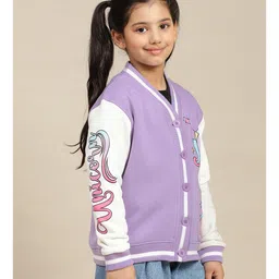 Kidsville Full Sleeves Unicorn Printed Sweatshirt - Purple & Off White image 4
