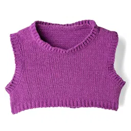 arias by lara dutta Arias Knitted Full Sleeves Solid Pullover Sweater With Mock T-Shirt - Purple image 3