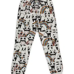 ALAN JONES Cotton Blend Knit Full Sleeves Panda Printed Winter Sweatshirt & Coordinating Joggers Set - Off White image 4